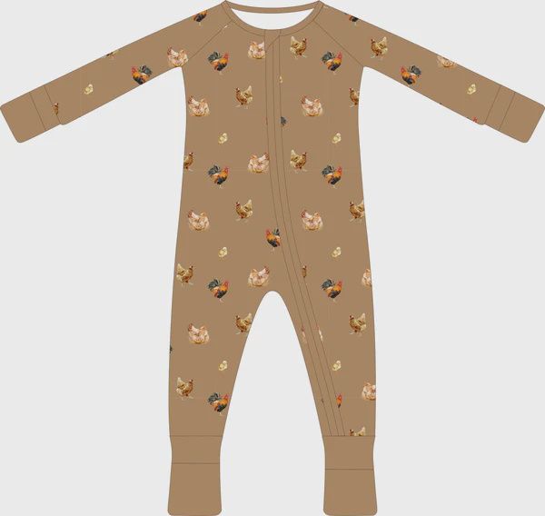 Convertible Two-Way Ruffled Zipper One Piece-Chickens