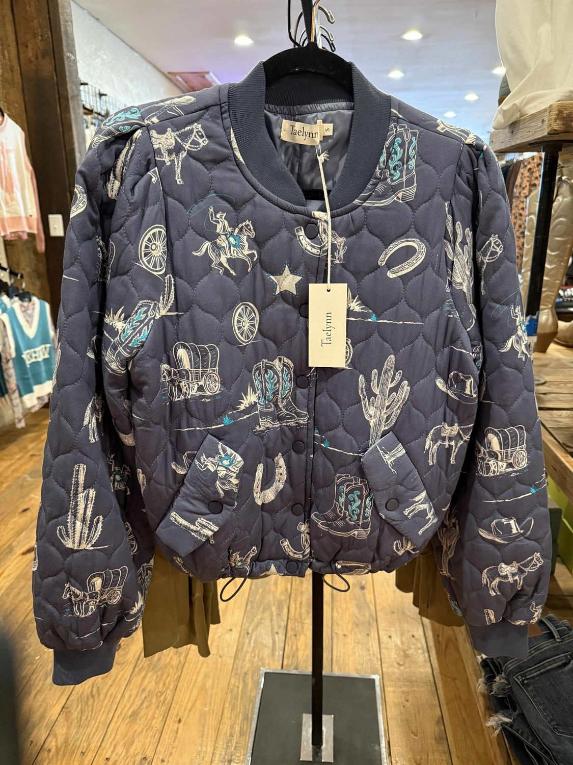 Western Printed L/S With Knotched Collar Two Button Jacket