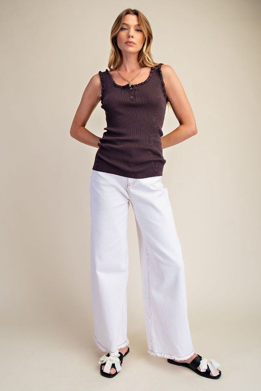 RUFFLE HEM KNITTED TANK TUNIC