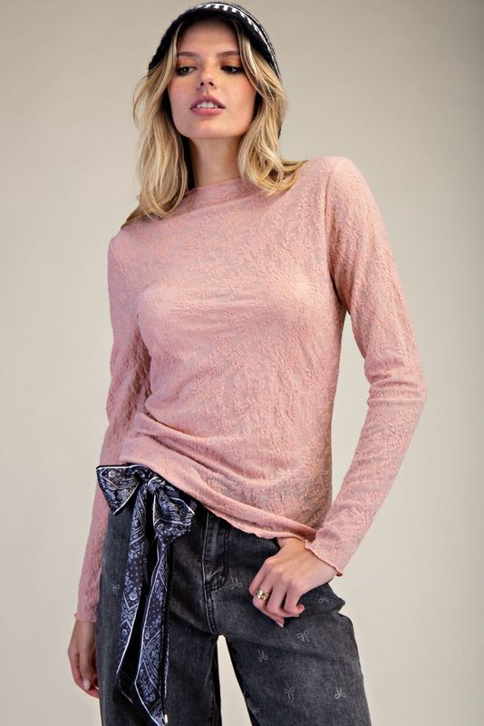 Long Sleeve Textured Sheer Top