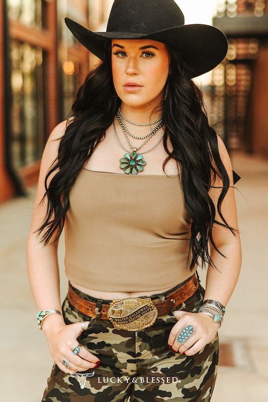 Khaki Sleeveless Square Neck Top