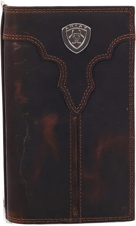 ARIAT Western Wallet Mens Rodeo Center Bump Shield Brown