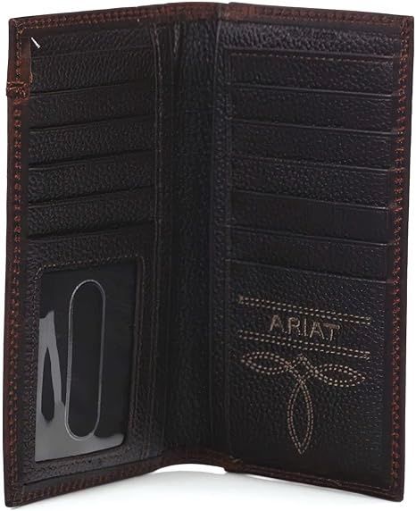 ARIAT Western Wallet Mens Rodeo Center Bump Shield Brown