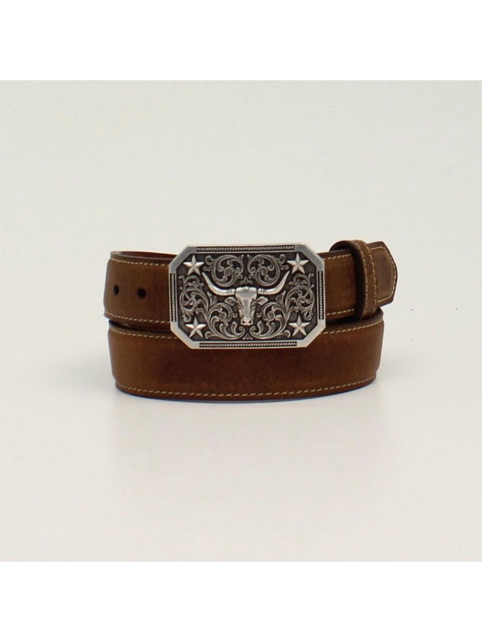 3D Belt® Boys Brown Belt With Longhorn Belt Buckle