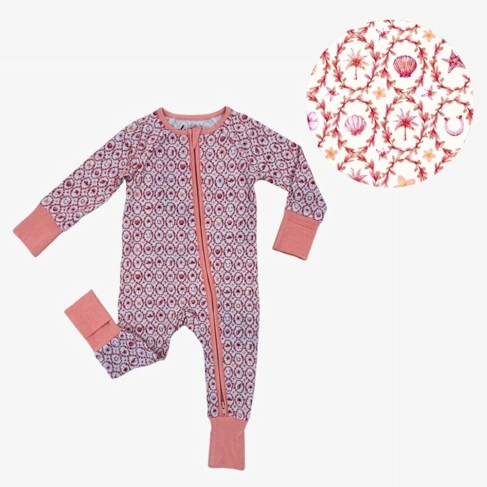 Bamboo Zipper Pajama Cowgirl Coral