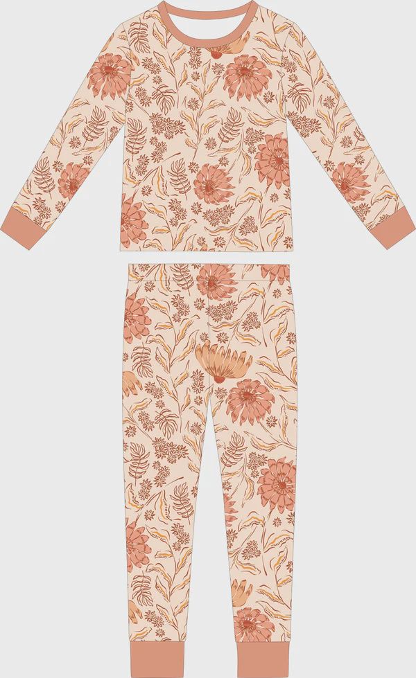 Coral Floral 2 Piece Pajama Set