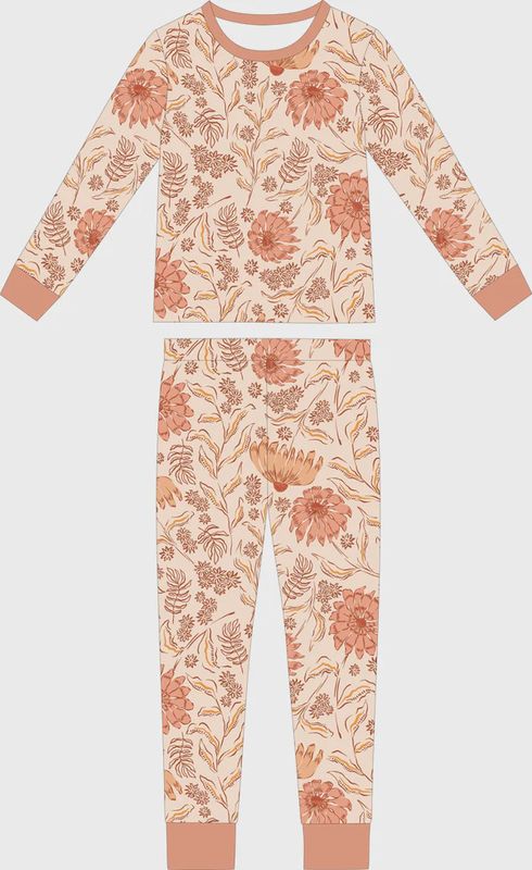 Coral Floral 2 Piece Pajama Set