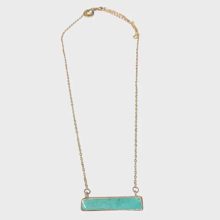 Dainty Gold Necklace w/ Turquoise Bar