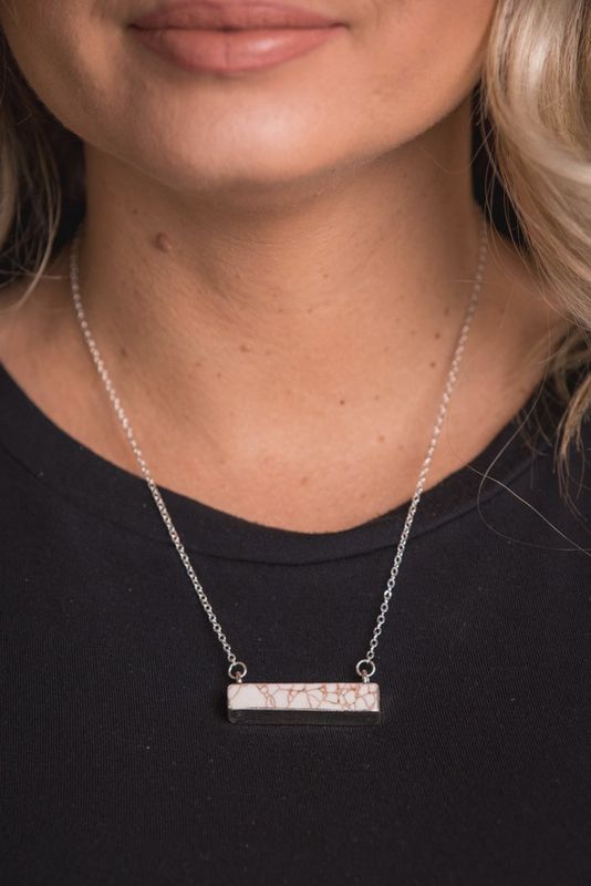 Dainty Silver Necklace w/ Ivory Bar