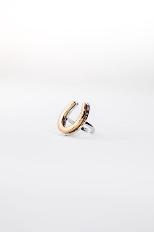 18K Two Toned Plated Adjustable Horseshoe Ring