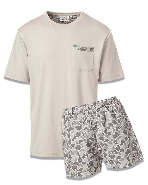Solid Tee With Marsh Camo Pocket