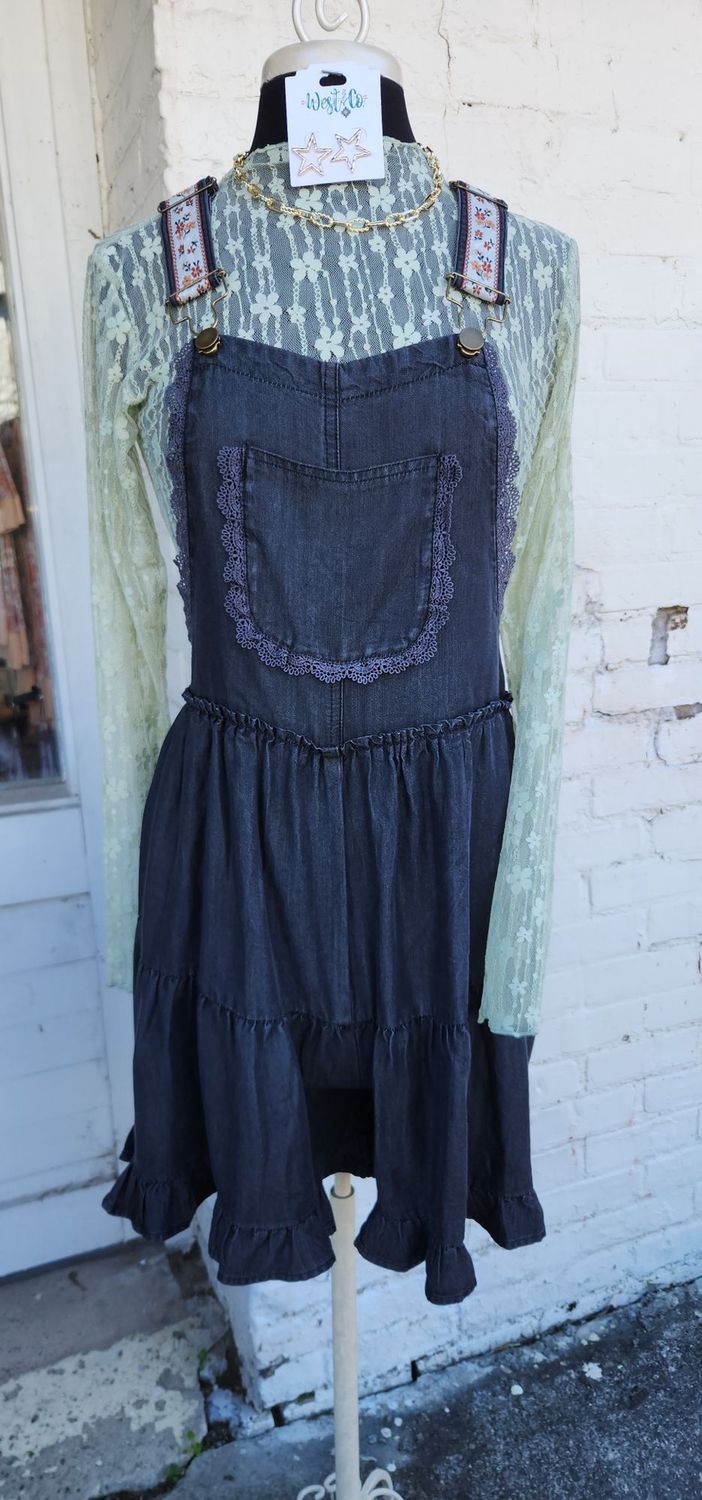WASHED TENCEL RUFFLE OVERALLS