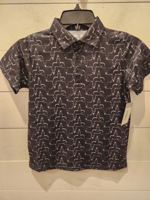 Youth Hombre Skull Short Sleeve Golf Knit/Black