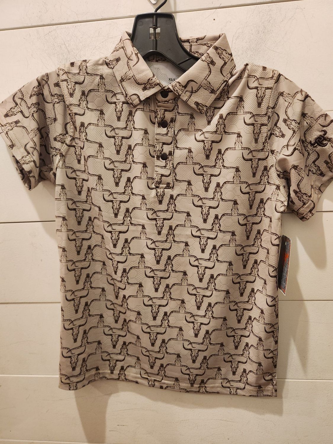 Youth Hombre Skull Short Sleeve Golf Knit/Tan