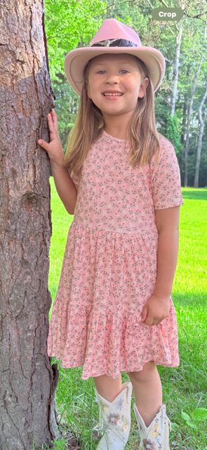 Girl's Pink Dress W/ Red &amp; White Floral Hearts