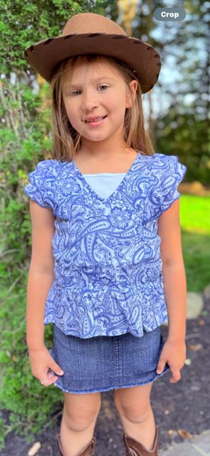Girl's Blue &amp; White Print Top