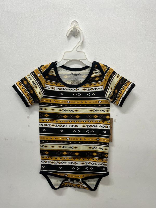 Brown &amp; Yellow Western Print Onesie
