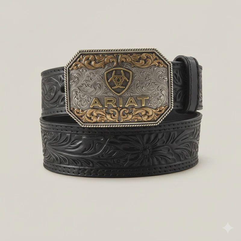 ARIAT KIDS UNISEX BLACK HAND TOOLED BELT