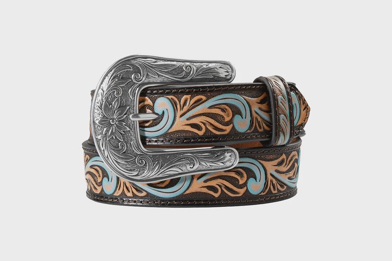ANGEL RANCH GIRL'S EMBOSSED FLORAL WESTERN BELT