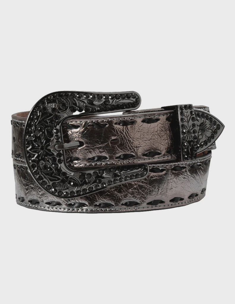 Angel Ranch Western Belt Womens Metallic Body Floral Black