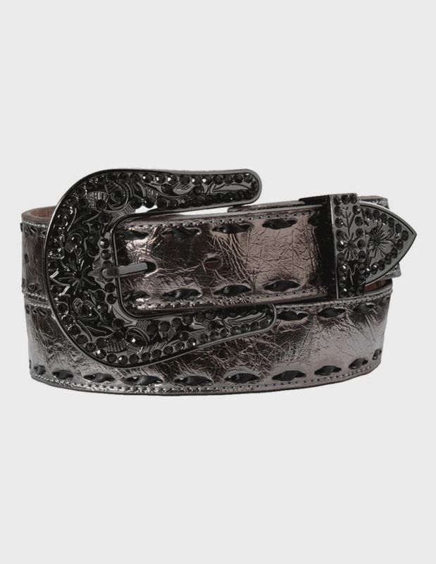 Angel Ranch Western Belt Womens Metallic Body Floral Black