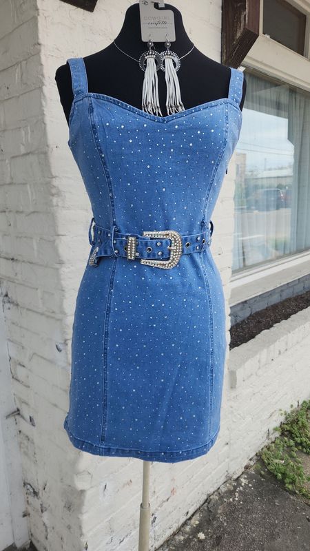 Rhinestone Cowgirl Denim Mini Dress