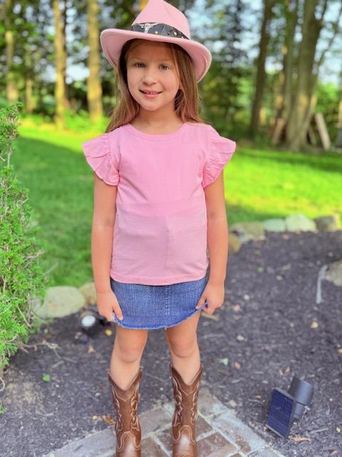 Girl's Pink Ruffle Sleeve Blouse