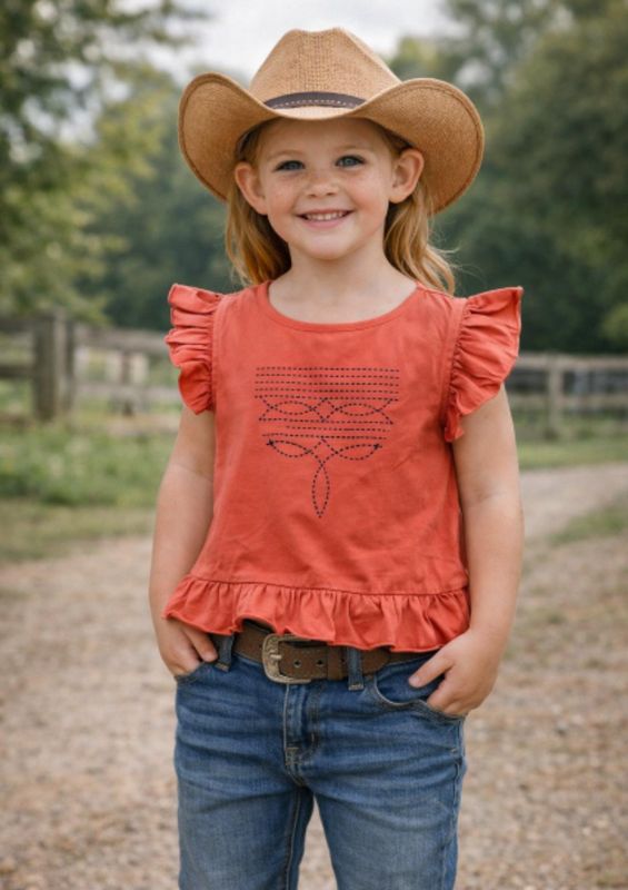 Girl's Coral Boot Stitch Blouse