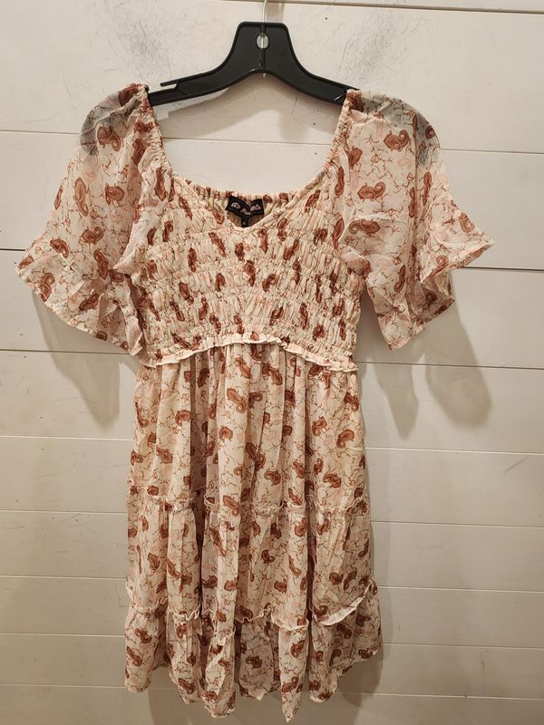 Pink and Brown Paisley Print Flow Sleeve Dress