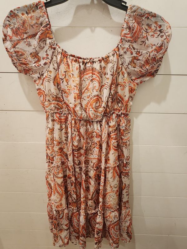 Coral and Brown Floral Dress