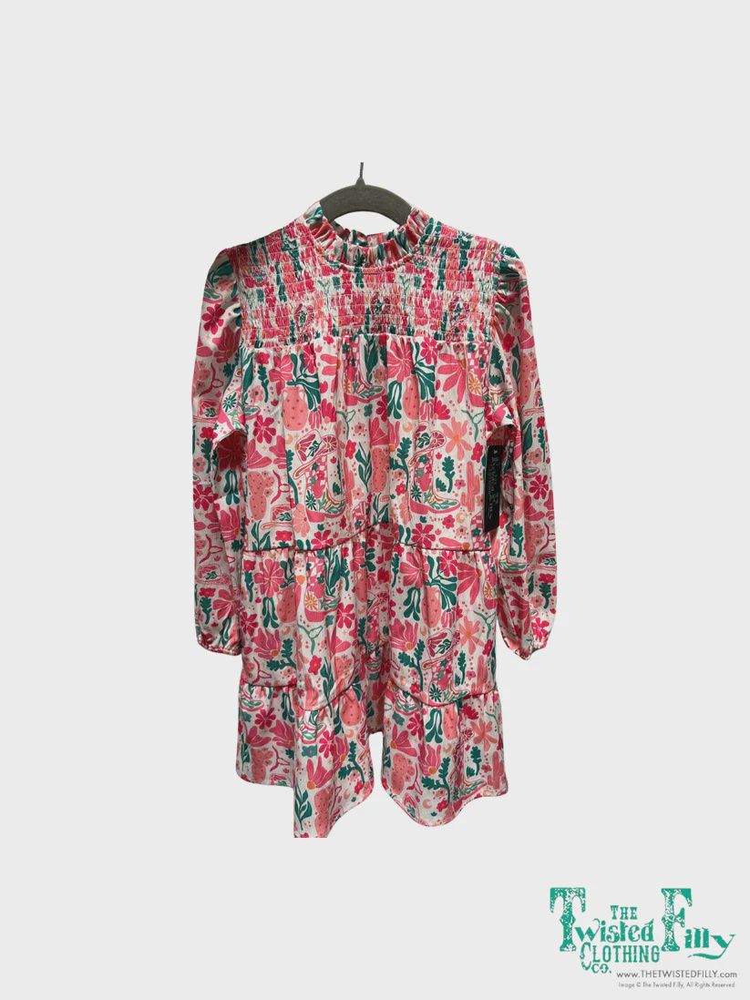 BOHO Boot Toddler Smocked Long Sleeve Dress