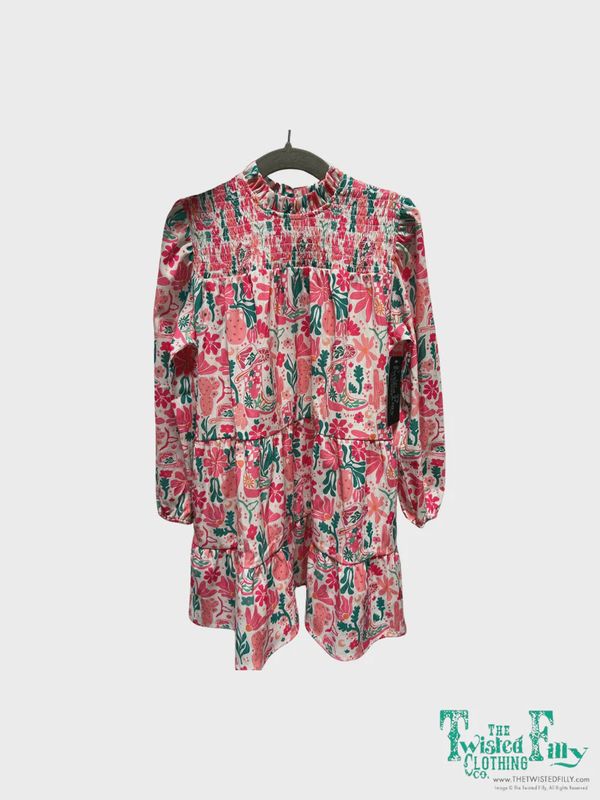 BOHO Boot Toddler Smocked Long Sleeve Dress