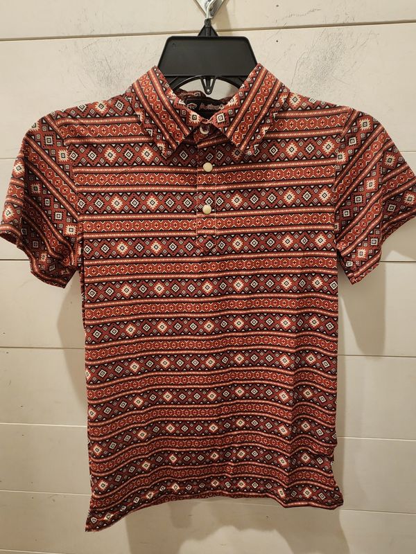 Red and Black Stripe Print Polo