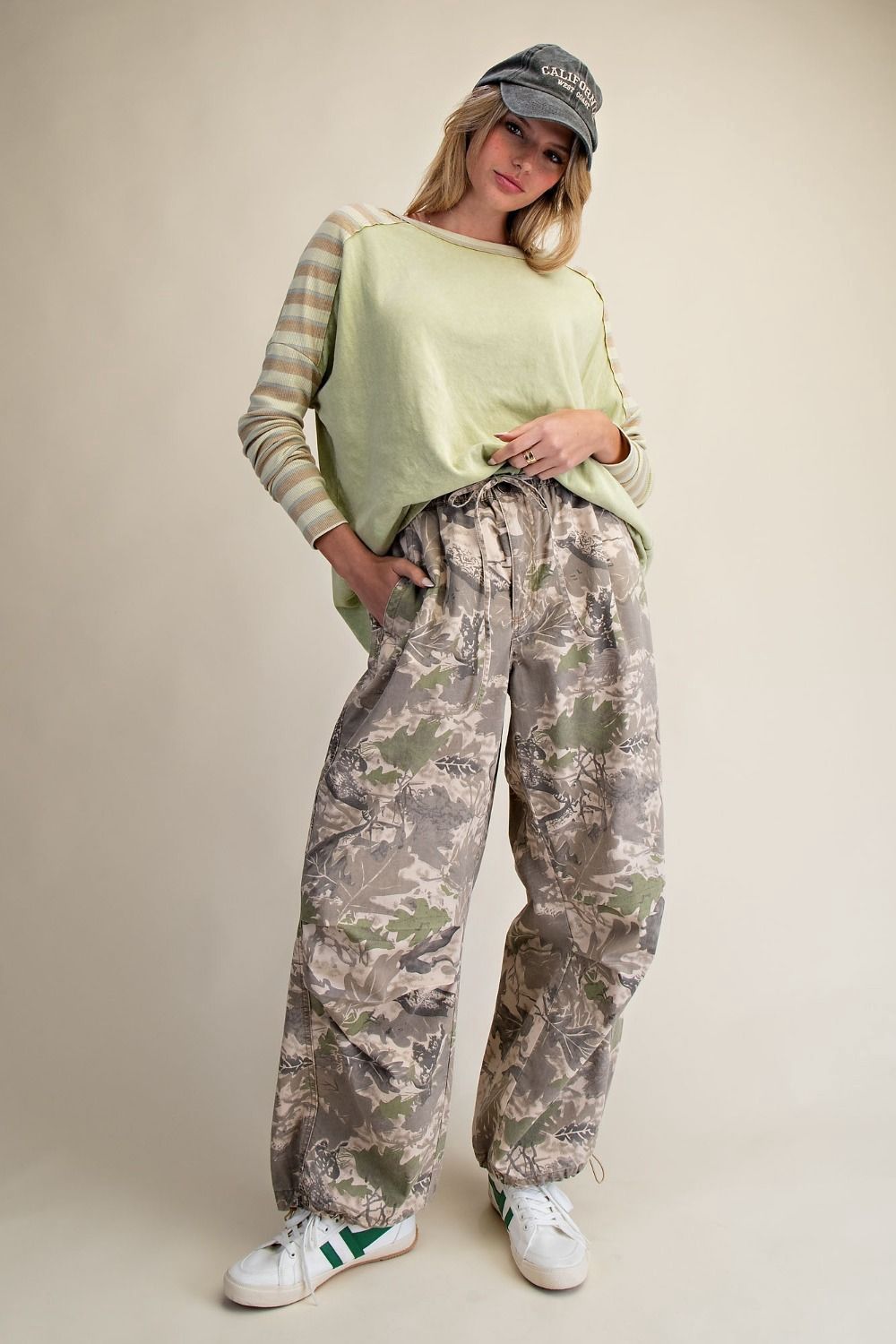 CAMOUFLAGE PRINTED WASHED TWILL PANTS