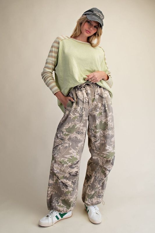 CAMOUFLAGE PRINTED WASHED TWILL PANTS