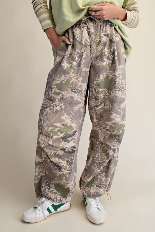 CAMOUFLAGE PRINTED WASHED TWILL PANTS