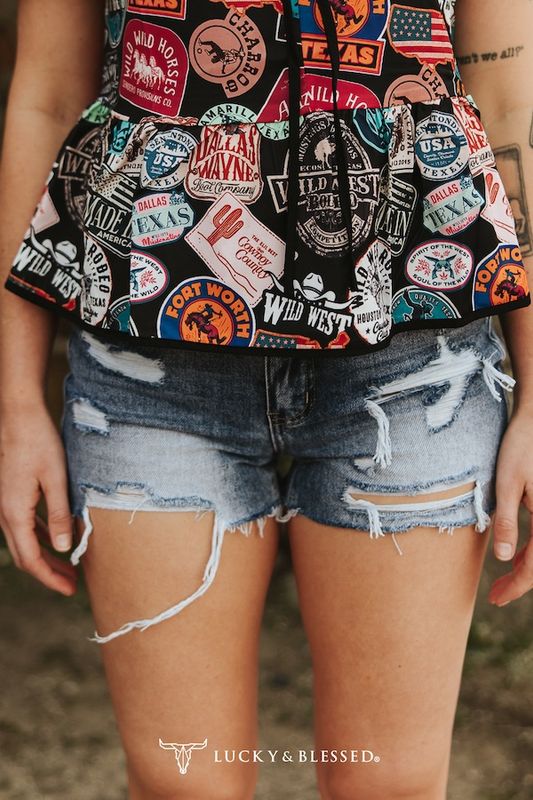 Mid Wash Rodeo Distressed Denim Shorts (Inseam 3")