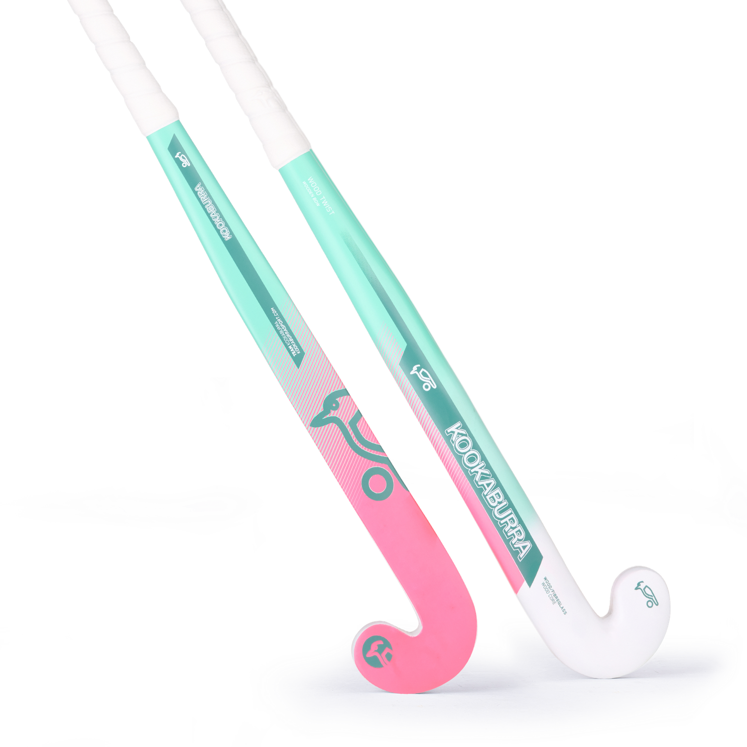 KOOKABURRA TWIST WOODEN HOCKEY STICK, Size: 36.5, Colour: Teal-Pink