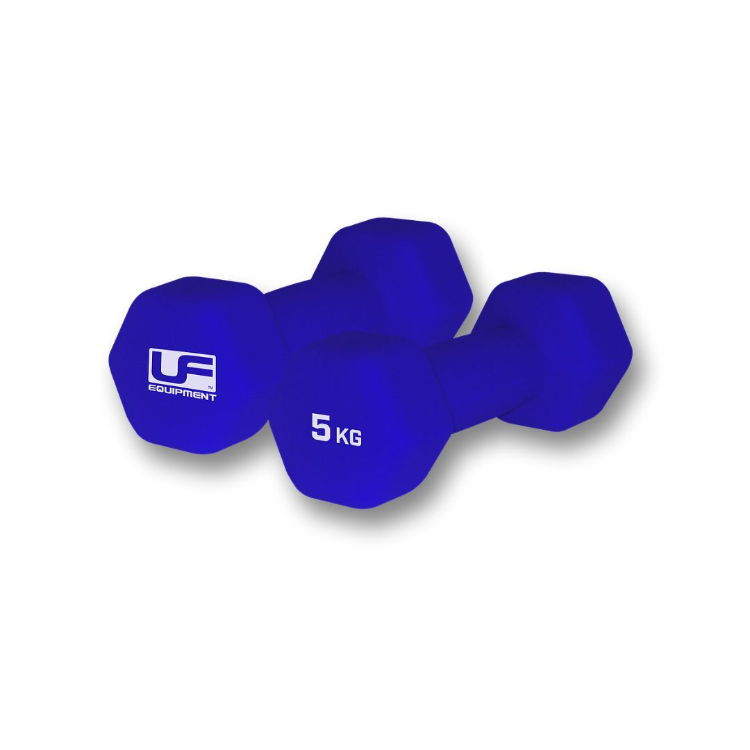 UF HEX NEOPRENE DUMBBELL 2x 5KG UFW036, Colour: Blue