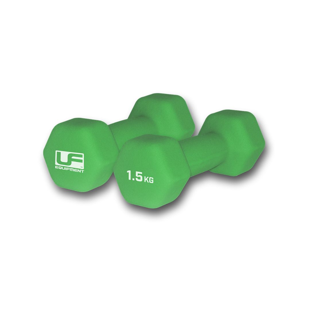 UF HEX NEOPRENE DUMBBELL 2x 1.5KG UFW032, Colour: Green