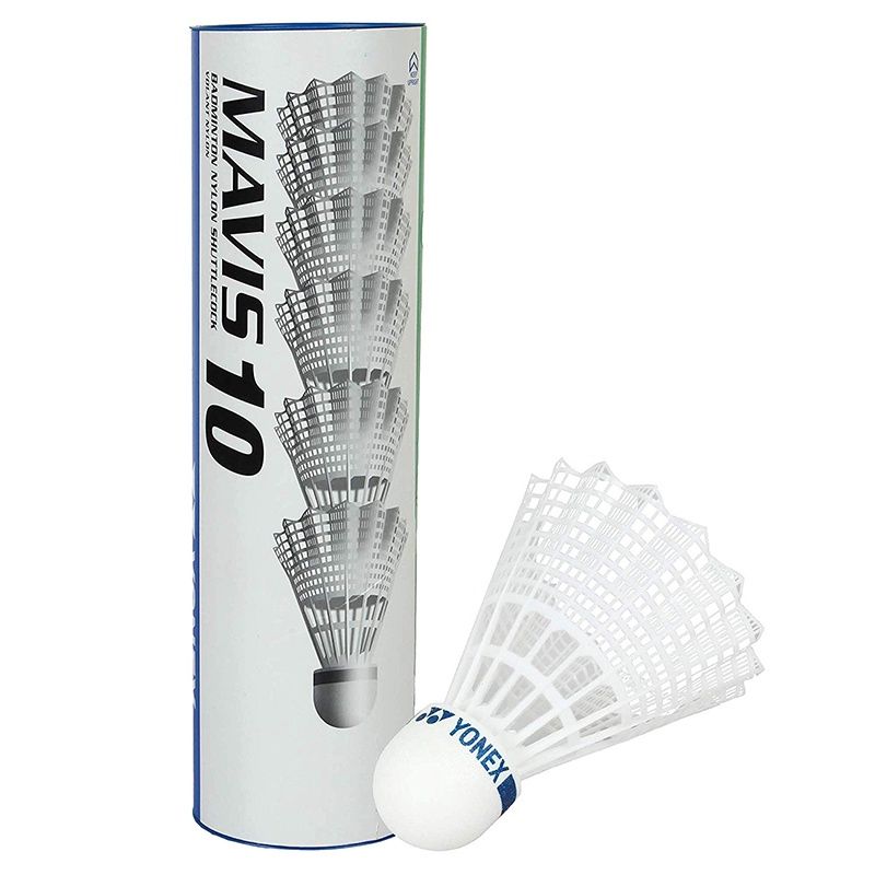 YONEX MAVIS 10 SHUTTLECOCKS YX10 6PK, Colour: White