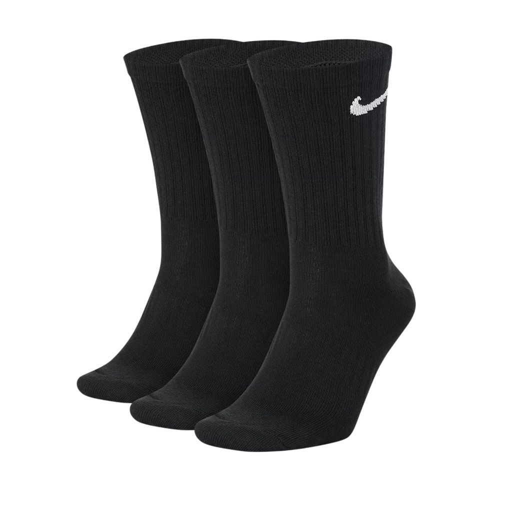 NIKE LIGHTWEIGHT 3PP CREW SOCKS BLACK, Colour: Black, S-XL: 5-8