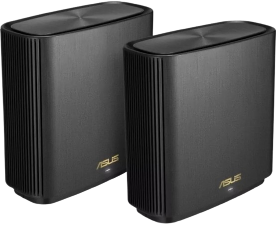 ASUS ZenWifi XT8 AX6600 Tri-band Mesh WiFi 6 System Coverage up to 410 Sq. Meter/4.400 Sq. ft. 6.6Gbps WiFi 3 SSIDs Black 2-PK 90IG0590-MO3G60