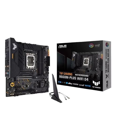 ASUS TUF GAMING B660M-PLUS WIFI D4 LGA1700 4xDIMM DDR4 mATX 4xSATA 2xM.2 1xHDMI 1xDP MB 90MB1930-M1EAY0