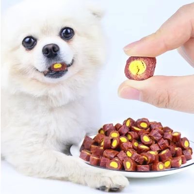 10PCS Haustier Hund Snacks Rindfleisch Sandwich Eigelb zähe Zahnen Snacks köstliche Ernährungs training Belohnung Tiernahrung Hundefutter