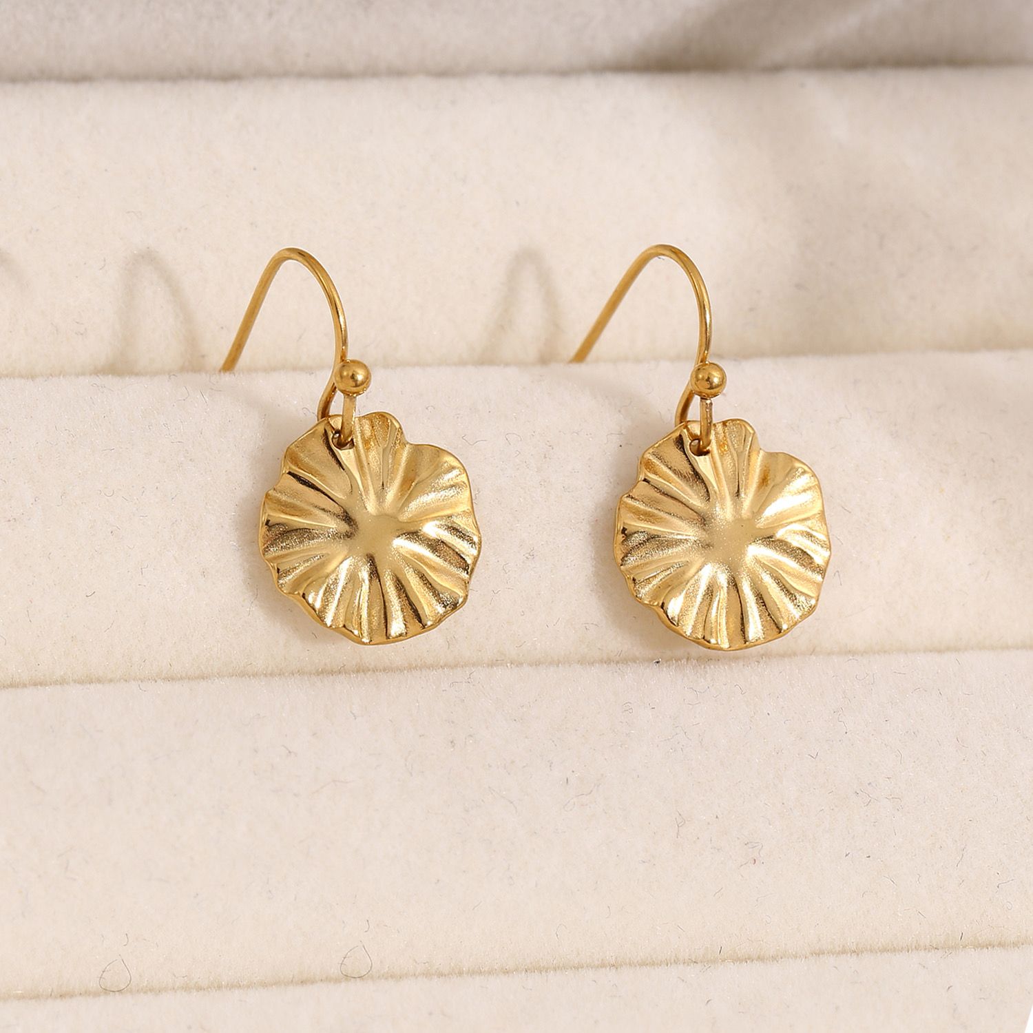 Goudkleurige oorbellen met ronde plaat