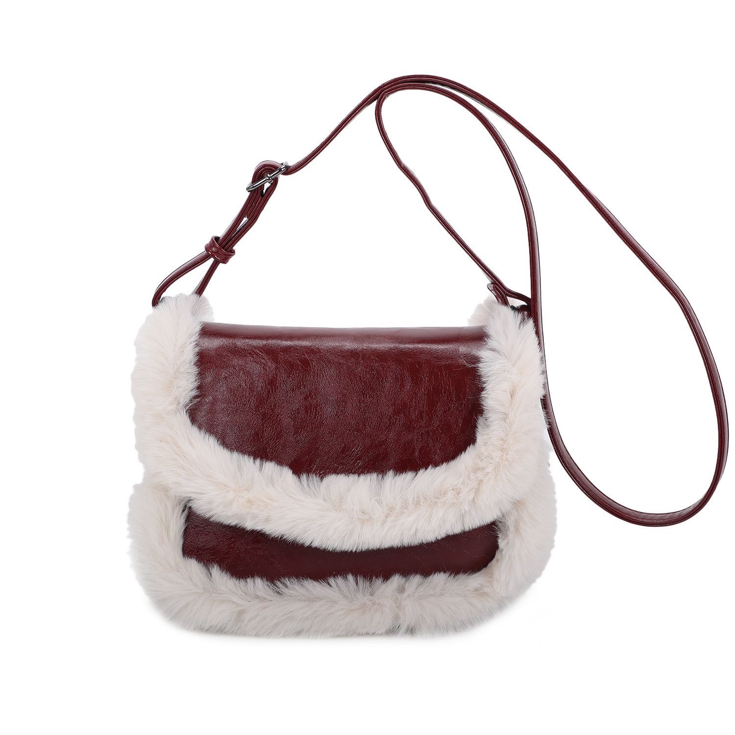 Schoudertas met faux bont accent