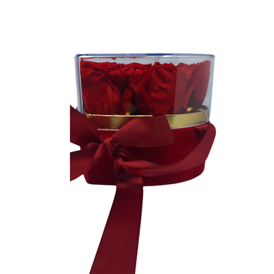 Flower Box prawdziwe wieczne róże BURGUNDY 6 sztuk