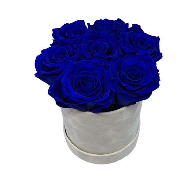 Flower Box prawdziwe wieczne róże DARK BLUE 7 sztuk