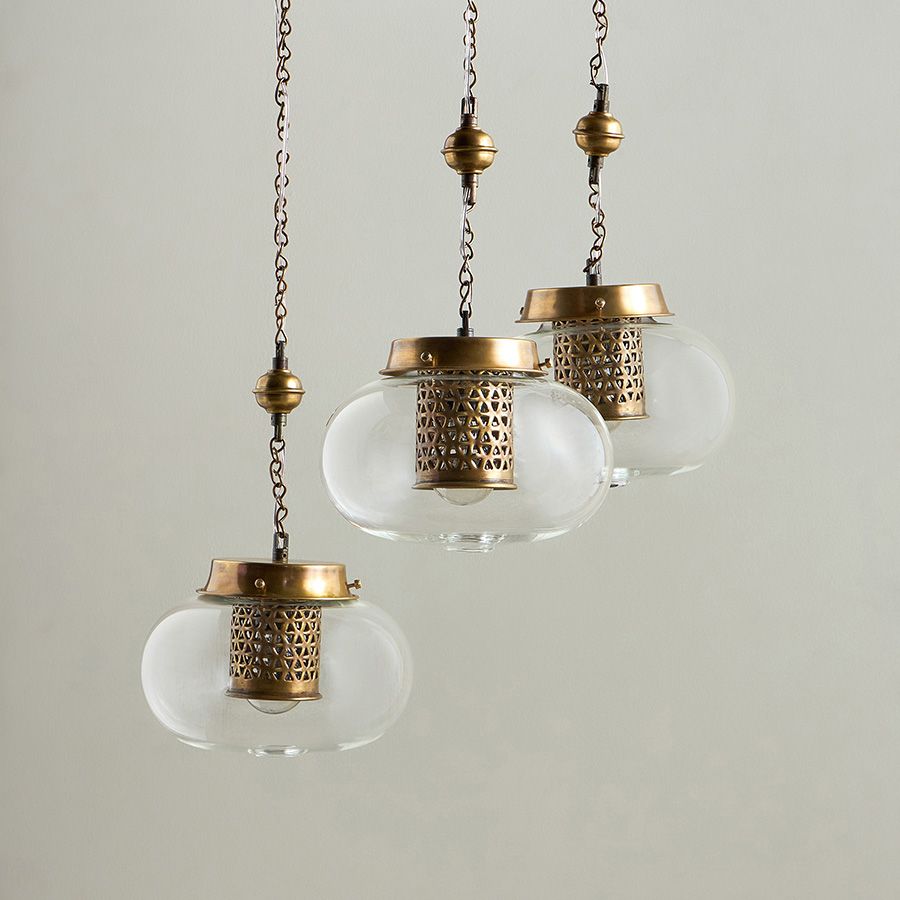 Copper Chandelier - 3 lines of pyrex included brass from inside